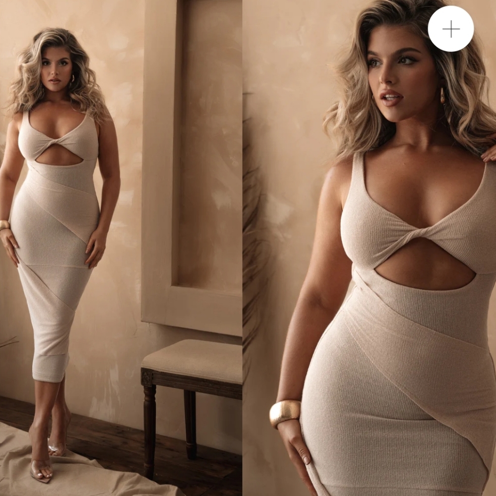 Tan Shift of Feelings Midi dress